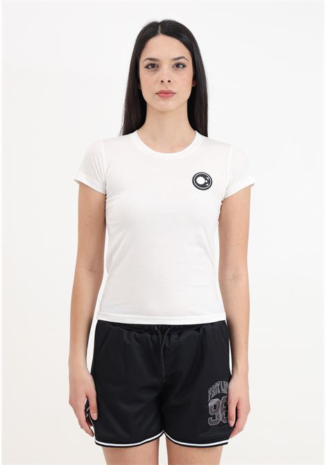 T-shirt a manica corta bianca da donna con patch logo DIEGO RODRIGUEZ | OE410PANNA